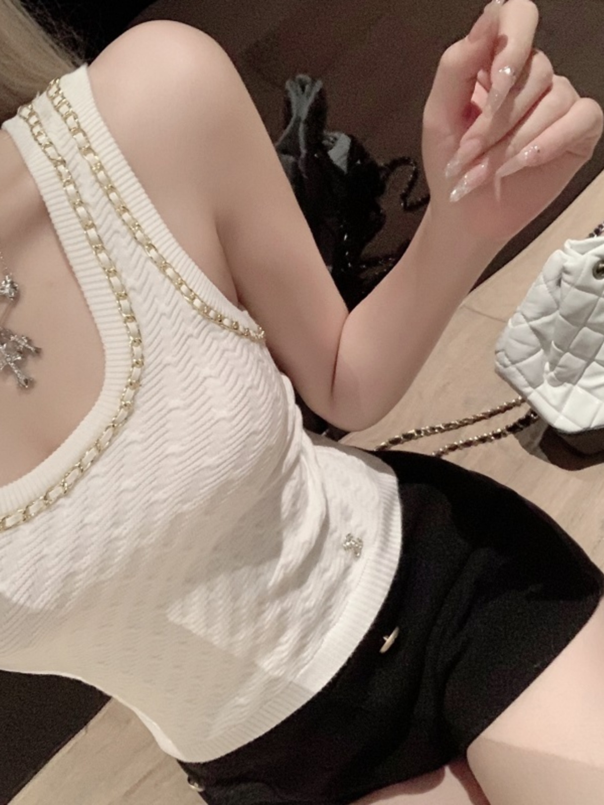 Autumn Slim Fit Knitted Camisole for Women - Flattering Small Fragrant Wind Design, Trendy Internet Celebrity Style Autumn Slim Fit Knitted Camisole for Women - Flattering Small Fragrant Wind Design, Trendy Internet Celebrity Style