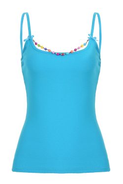 Backless Casual Vest with Beaded Bow Tie Straps for Women - Summer Beach Style, Elastic Fit, Trendy Y2K Fashion