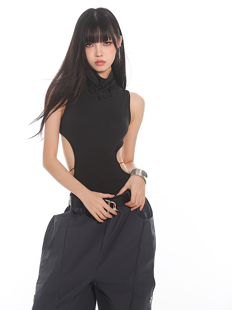 Backless Cross Slimming Jumpsuit Shorts - 2025 Summer Vietnamese Niche Design for Trendy Y2K Style Backless Cross Slimming Jumpsuit Shorts - 2025 Summer Vietnamese Niche Design for Trendy Y2K Style