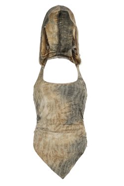 Backless Distressed Hooded Vest for Women - Irregular Strap Rock Music Festival Style, Hot Girl Aesthetic