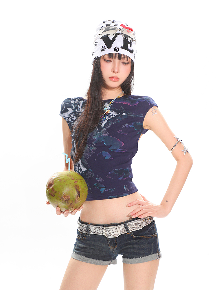 Backless Hollow Print Vest Top for Women - Summer Small Sleeve Design, Chic Casual Style Backless Hollow Print Vest Top for Women - Summer Small Sleeve Design, Chic Casual Style