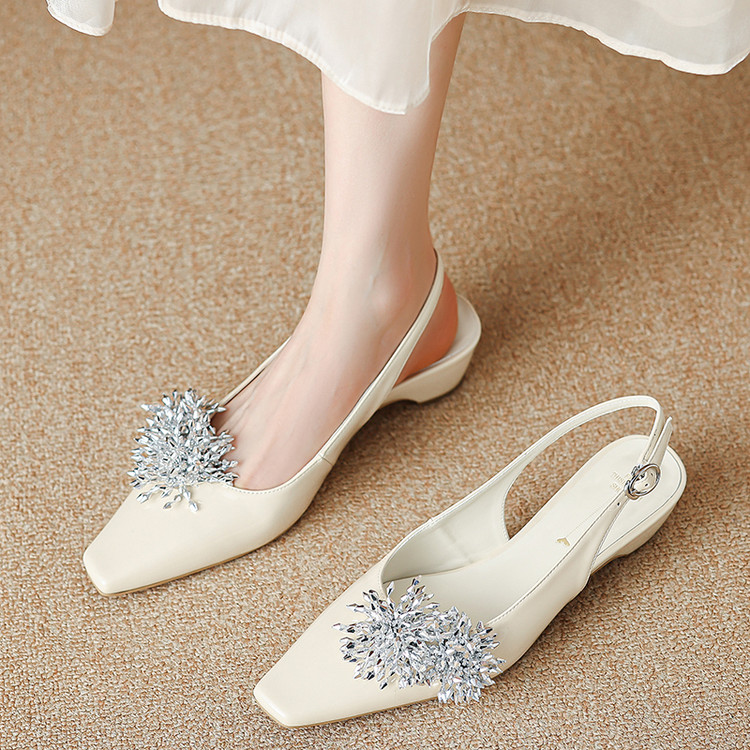 Backless Rhinestone Sandals for Women - French Fairy Style Closed-Toe Flats, Elegant Italian Design, Sparkling Fashion Footwear Backless Rhinestone Sandals for Women - French Fairy Style Closed-Toe Flats, Elegant Italian Design, Sparkling Fashion Footwear