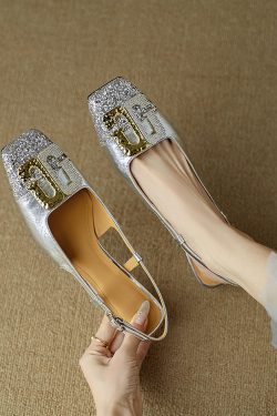 Backless Rhinestone Sandals for Women - French Mary Jane Thin High Heels, Versatile 90s Y2K Style Footwear