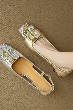 Backless Rhinestone Sandals for Women - French Mary Jane Thin High Heels, Versatile 90s Y2K Style Footwear