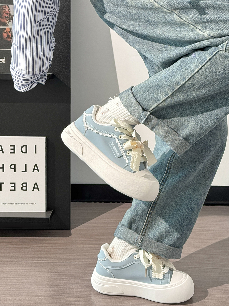 Ballet-Style Chunky Loafers for Women - Fog Blue Thick-Soled Sneakers, Summer Niche Design Ballet-Style Chunky Loafers for Women - Fog Blue Thick-Soled Sneakers, Summer Niche Design