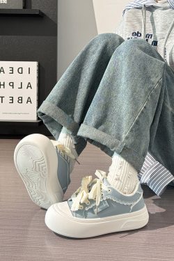 Ballet-Style Chunky Loafers for Women - Fog Blue Thick-Soled Sneakers, Summer Niche Design