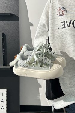 Ballet-Style Chunky Loafers for Women - Fog Blue Thick-Soled Sneakers, Summer Niche Design