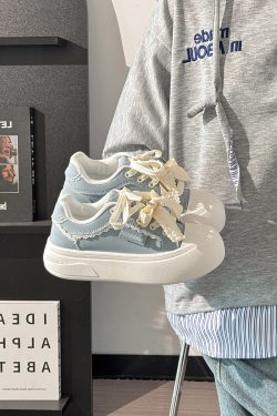 Ballet-Style Chunky Loafers for Women - Fog Blue Thick-Soled Sneakers, Summer Niche Design