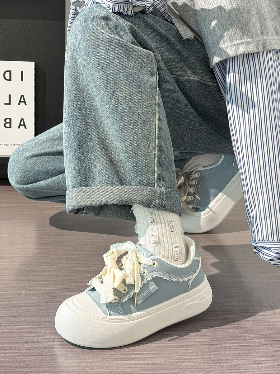 Ballet-Style Chunky Loafers for Women - Fog Blue Thick-Soled Sneakers, Summer Niche Design Ballet-Style Chunky Loafers for Women - Fog Blue Thick-Soled Sneakers, Summer Niche Design