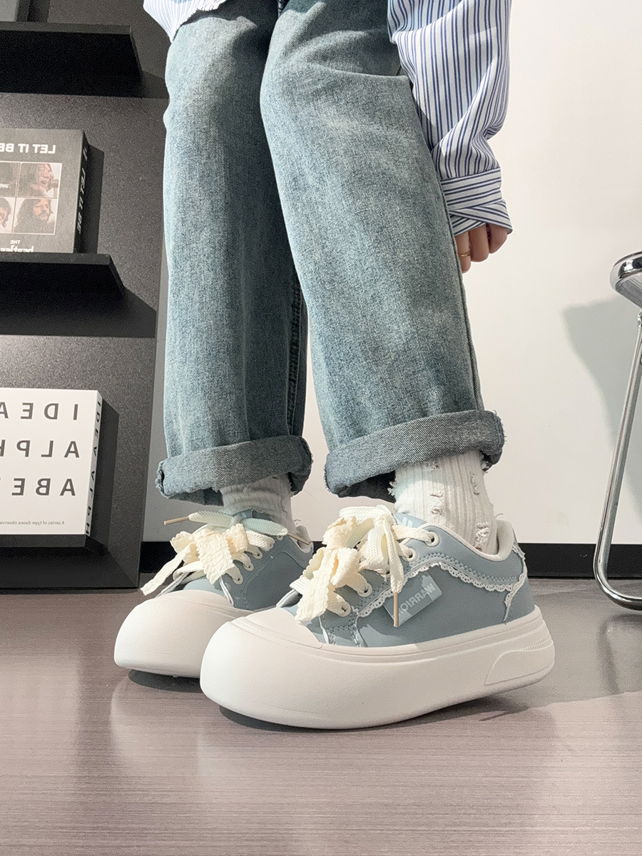 Ballet-Style Chunky Loafers for Women - Fog Blue Thick-Soled Sneakers, Summer Niche Design Ballet-Style Chunky Loafers for Women - Fog Blue Thick-Soled Sneakers, Summer Niche Design