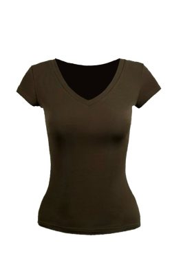 Basic Four-Color V-Neck Fitted Short Sleeve Versatile Top - Trendy Essential for Casual Chic Outfits