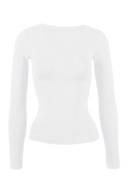 Basic Four-Color V-Neck Stretch Fitted Long Sleeve Top - Versatile Everyday Essential, Perfect for Layering and Casual Outfits
