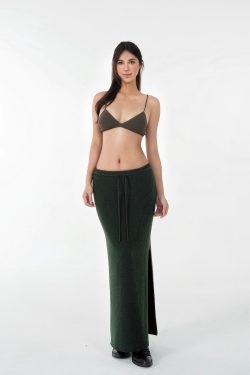 Basic Knitted Bikini with Adjustable Shoulder Straps - Summer Essential Swimwear in Trendy Knit Design