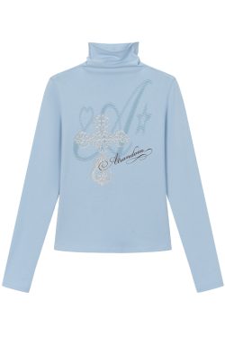 Basic Knitted Printed Slim-Fit Turtleneck Long Sleeve Top for Autumn Winter Layering - Trendy Knitwear Essential