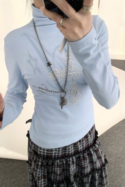 Basic Knitted Printed Slim-Fit Turtleneck Long Sleeve Top for Autumn Winter Layering - Trendy Knitwear Essential