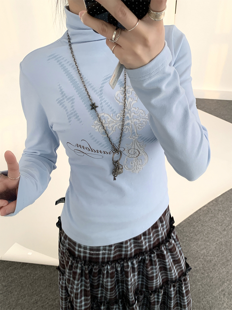 Basic Knitted Printed Slim-Fit Turtleneck Long Sleeve Top for Autumn Winter Layering - Trendy Knitwear Essential Basic Knitted Printed Slim-Fit Turtleneck Long Sleeve Top for Autumn Winter Layering - Trendy Knitwear Essential