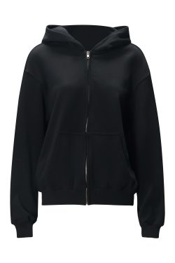 Basic Sports Zipper Hoodie for Men - Versatile Casual Loose Fit Solid Color Jacket for Everyday Wear