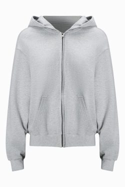 Basic Sports Zipper Hoodie for Men - Versatile Casual Loose Fit Solid Color Jacket for Everyday Wear