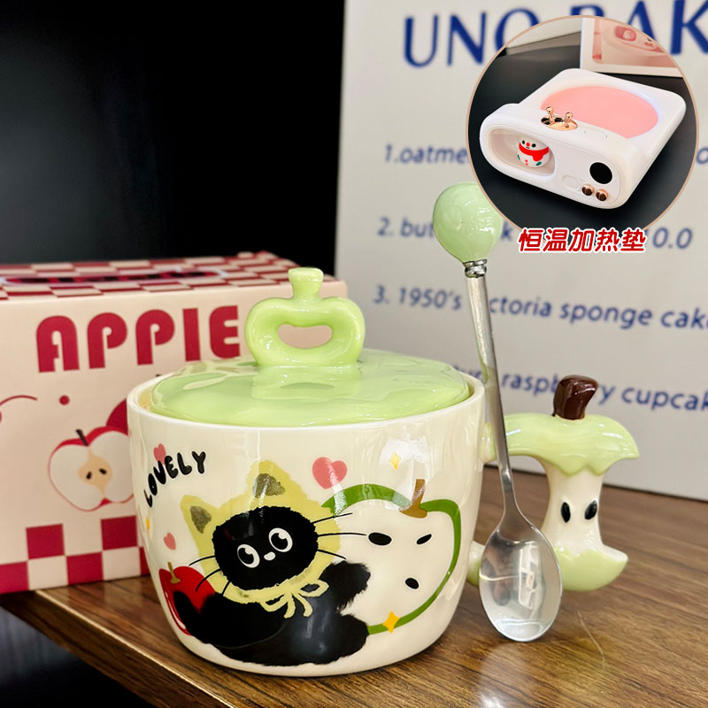 Beautiful Ceramic Apple Mug with Lid and Spoon - Perfect Gift for Girls, Ideal for Birthdays and New Year Celebrations Beautiful Ceramic Apple Mug with Lid and Spoon - Perfect Gift for Girls, Ideal for Birthdays and New Year Celebrations