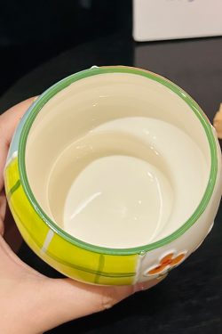 Beautiful Large-Caliber Ceramic Hand-Held Cup for Girls - Underglaze Breakfast Oatmeal Mug, Perfect for Stylish Mornings