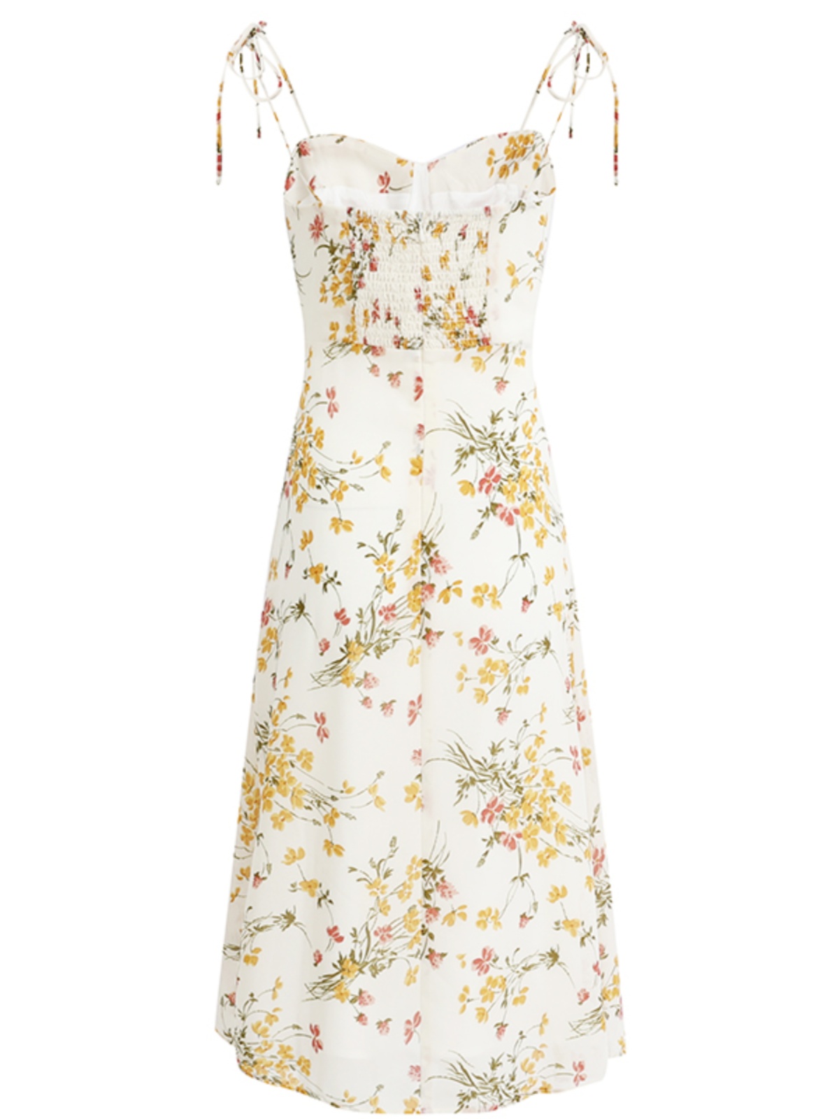 Beige Floral Spaghetti Strap Dress with Side Slit - French Style Summer Vacation Long Dress for Women 2025 Beige Floral Spaghetti Strap Dress with Side Slit - French Style Summer Vacation Long Dress for Women 2025