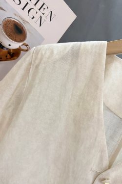 Beige French Chic Linen Short-Sleeve Coat for Women - 2025 Summer Petite Fashion Top