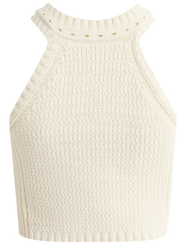 Beige Knitted Halter Top - Summer 2025 Fashion, Trendy Y2K Style for Women Beige Knitted Halter Top - Summer 2025 Fashion, Trendy Y2K Style for Women