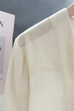 Beige Minimalist Short Sleeve V-Neck Shirt for Women - Versatile Thin Summer Jacket, Exquisite Trendy Top 2025