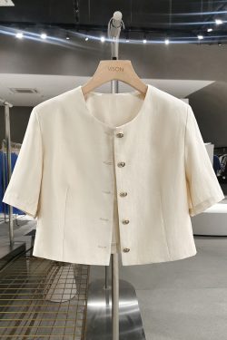 Beige Thin Blazer for Women - Chic Short Summer Jacket, Exquisite Gentlewoman Style 2025