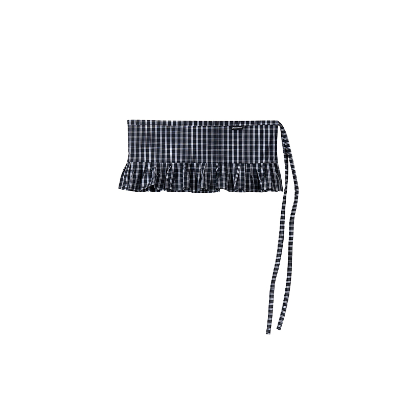 Black and White Checkered Handmade Pleated Lace One-Piece Tie Layered Skirt - Trendy Y2K Fashion Statement Black and White Checkered Handmade Pleated Lace One-Piece Tie Layered Skirt - Trendy Y2K Fashion Statement