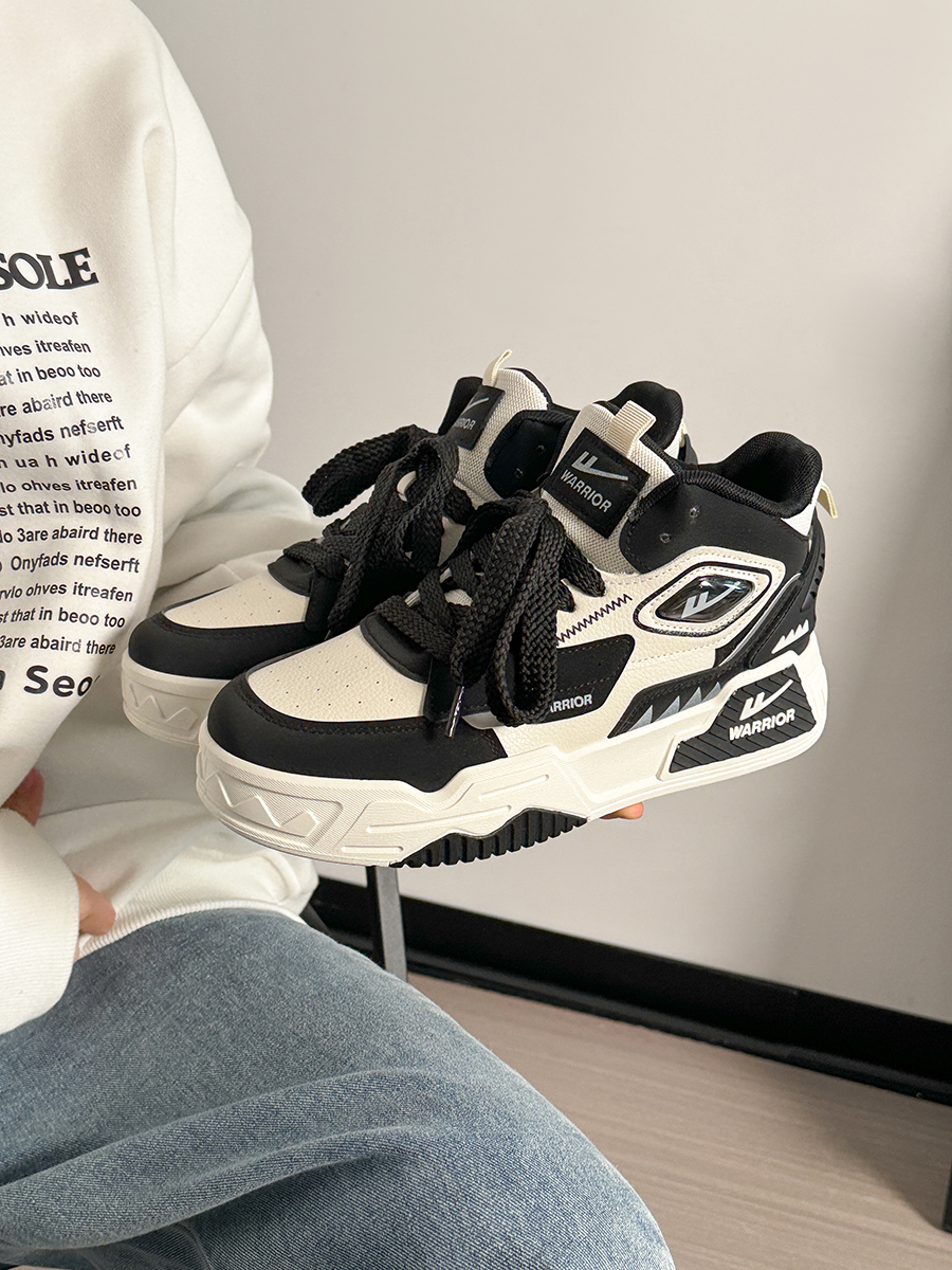 Black and White Thick-Soled Men's Sneakers for Autumn - Trendy Korean Style Casual Shoes for Students Black and White Thick-Soled Men's Sneakers for Autumn - Trendy Korean Style Casual Shoes for Students