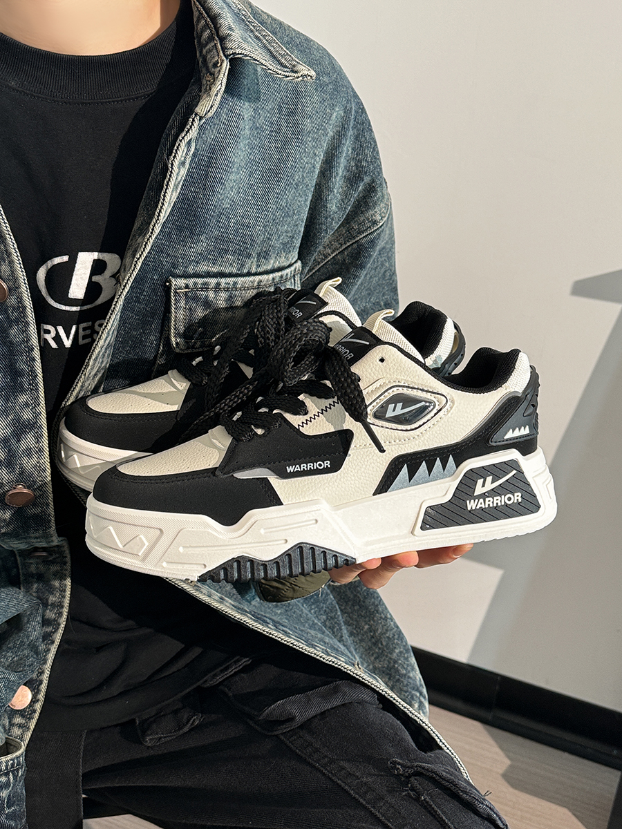 Black and White Thick-Soled Men's Sneakers for Autumn - Trendy Korean Style Casual Shoes for Students Black and White Thick-Soled Men's Sneakers for Autumn - Trendy Korean Style Casual Shoes for Students