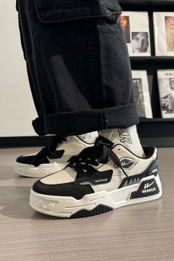 Black and White Thick-Soled Men's Sneakers for Autumn - Trendy Korean Style Casual Shoes for Students