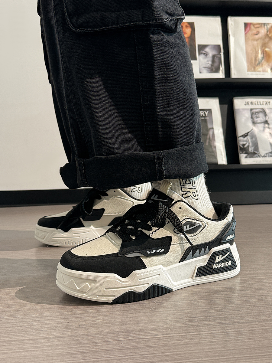 Black and White Thick-Soled Men's Sneakers for Autumn - Trendy Korean Style Casual Shoes for Students Black and White Thick-Soled Men's Sneakers for Autumn - Trendy Korean Style Casual Shoes for Students