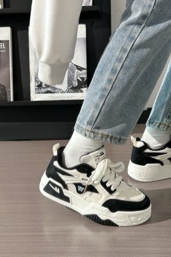 Black and White Unisex Thick-Soled Sneakers - Summer Mesh Breathable Couple Shoes - Versatile Popular Little White Shoes for Women