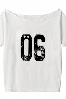 Black Asymmetrical Shoulder Short Sleeve Off-Shoulder T-Shirt with Digital Print – Trendy Women's Casual Summer Top in American Style