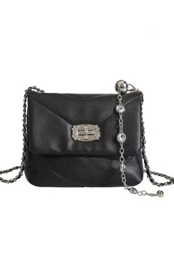 Black Bead Chain Underarm Bag 2023 - Women's Casual Versatile Crossbody Shoulder Bag - Trendy Small Fashion Accessory