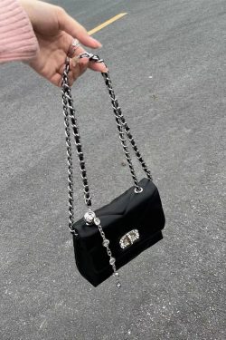 Black Bead Chain Underarm Bag 2023 - Women's Casual Versatile Crossbody Shoulder Bag - Trendy Small Fashion Accessory