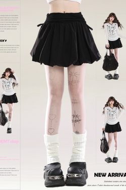 Black Bowknot Cake Short Skirt for Women - High-Waisted Bodycon Tulip A-Line Skirt, Slimming Puffed Summer Outfit