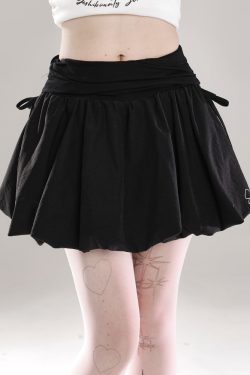 Black Bowknot Cake Short Skirt for Women - High-Waisted Bodycon Tulip A-Line Skirt, Slimming Puffed Summer Outfit