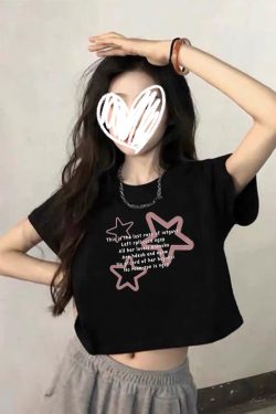 Black Cropped Short-Sleeve T-Shirt for Women - Youthful Summer Style for Petite Students and Big Kids, Cool and Trendy Fashion