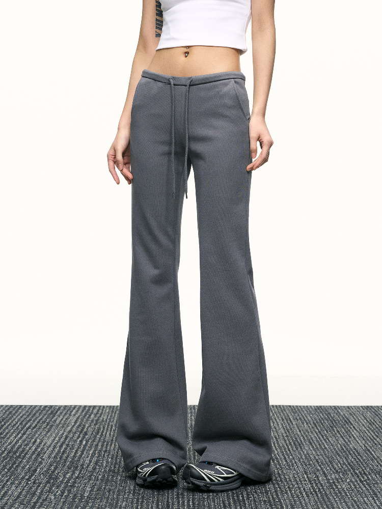 Black High-Waisted Drawstring Flared Casual Pants for Women - Sexy Slimming Wide-Leg Design, Versatile Spring Fashion Black High-Waisted Drawstring Flared Casual Pants for Women - Sexy Slimming Wide-Leg Design, Versatile Spring Fashion