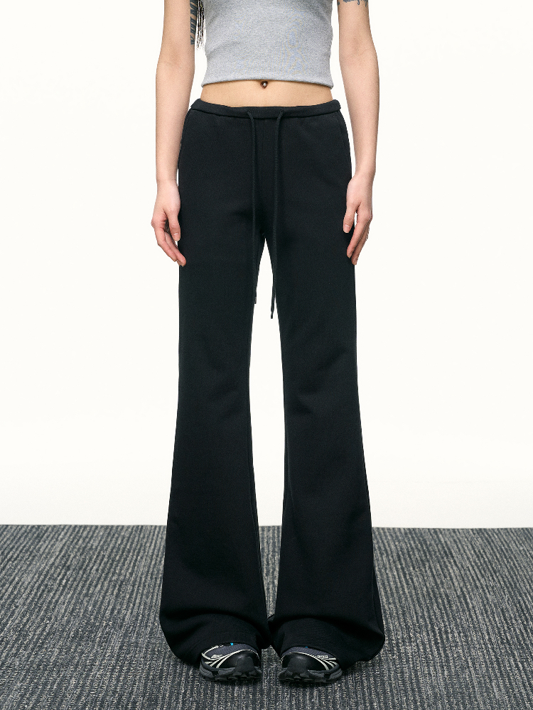 Black High-Waisted Drawstring Flared Casual Pants for Women - Sexy Slimming Wide-Leg Design, Versatile Spring Fashion Black High-Waisted Drawstring Flared Casual Pants for Women - Sexy Slimming Wide-Leg Design, Versatile Spring Fashion