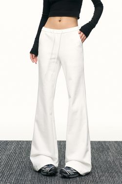 Black High-Waisted Drawstring Flared Casual Pants for Women - Sexy Slimming Wide-Leg Design, Versatile Spring Fashion