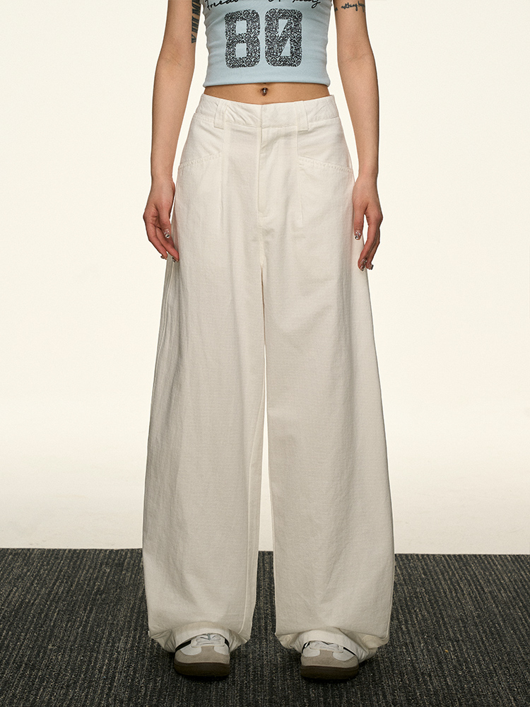 Black High-Waisted Straight-Leg Casual Pants for Women - Vintage Loose Wide-Leg Style for Summer 2025, American 90s Inspired Fashion Black High-Waisted Straight-Leg Casual Pants for Women - Vintage Loose Wide-Leg Style for Summer 2025, American 90s Inspired Fashion