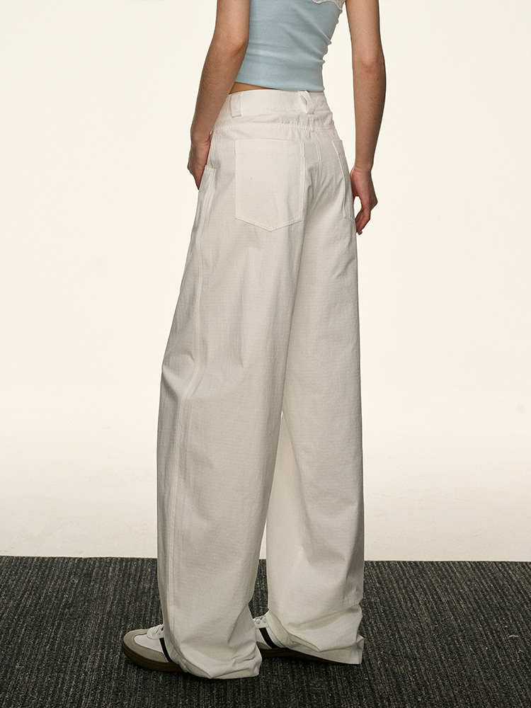 Black High-Waisted Straight-Leg Casual Pants for Women - Vintage Loose Wide-Leg Style for Summer 2025, American 90s Inspired Fashion Black High-Waisted Straight-Leg Casual Pants for Women - Vintage Loose Wide-Leg Style for Summer 2025, American 90s Inspired Fashion