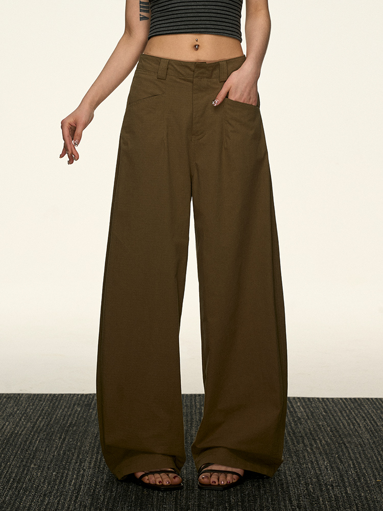 Black High-Waisted Straight-Leg Casual Pants for Women - Vintage Loose Wide-Leg Style for Summer 2025, American 90s Inspired Fashion Black High-Waisted Straight-Leg Casual Pants for Women - Vintage Loose Wide-Leg Style for Summer 2025, American 90s Inspired Fashion