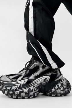 Black Knight Dad Shoes for Men & Women - Trendy Vintage Thick-Soled Height-Increasing Sports Shoes in Paris Street Style