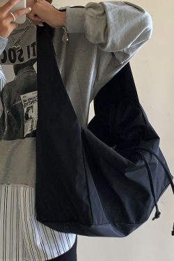 Black Nylon Canvas Crossbody Bag for Women - Casual Large Capacity Versatile Shoulder Bag for Summer Style