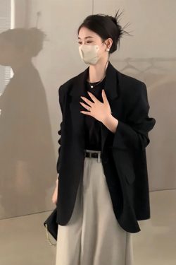 Black One-Shoulder Blazer for Women - 2025 Spring Autumn High-End Street Style, Loose Casual Chic Suit, Korean Fashion